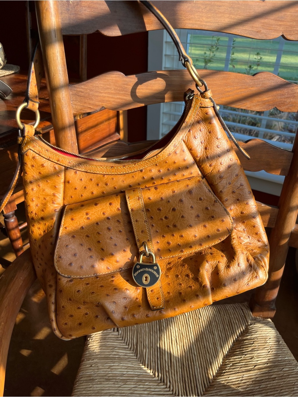 Dooney & Bourke Cognac Ostrich-Texture Shoulder Bag